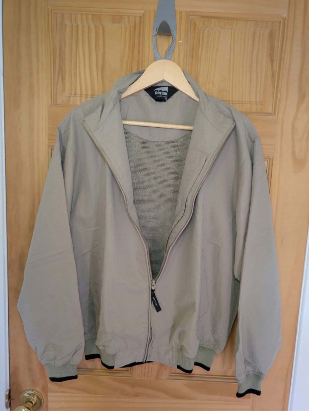 Dritek by Medal Player Mens Lightweight Zip Windbreaker Jacket Beige S